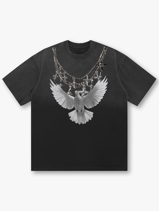 Street Wear Printed T Shirt Gothic Angel Streetwear Oversized Tee-161