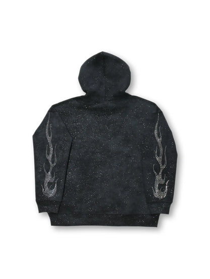 Sudadera con capucha vintage con degradado de diamantes y hombre en llamas de DOUBLECRAZY