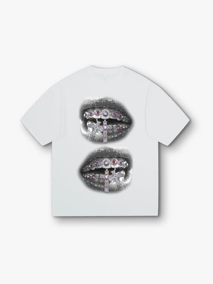 Blinged Cross Grill T-shirt -057
