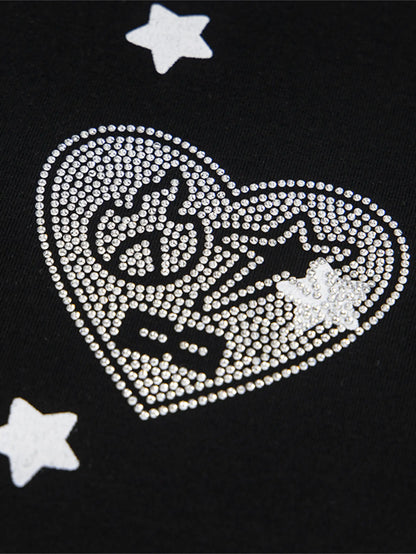 Y2K Star Print Heart Patch Sporty T-shirt-S1002