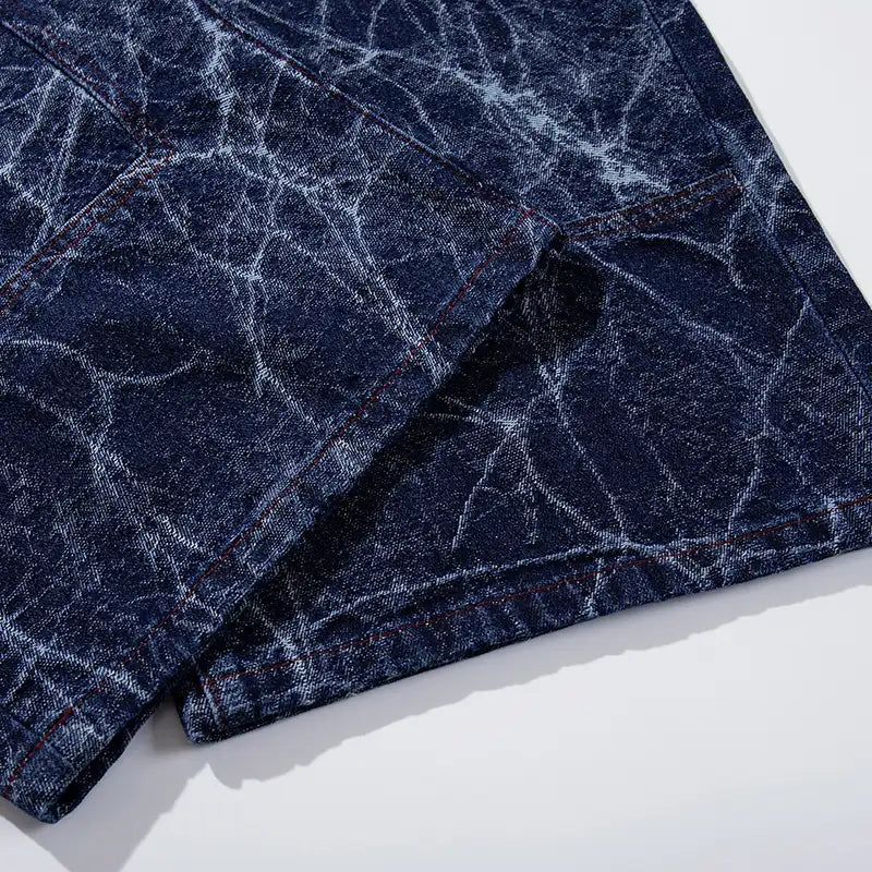 Jean ample délavé effet toile d'araignée-S1238