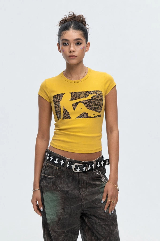 Leopard Silhouette Baby Tee-568