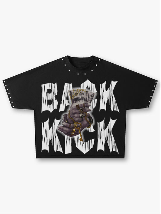 Double Crazy Graphic T Shirt Oversized Streetwear Dollar Print Hip Hop Black Punk Style-204