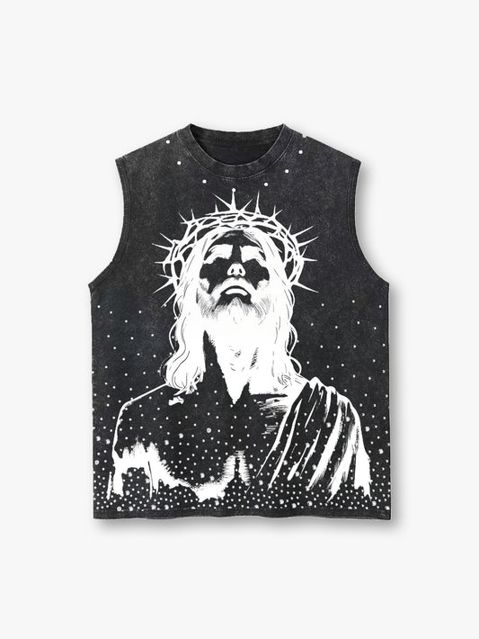 Streetwear Jesus Graphic Tank Top Gothic Sleeveless Shirt Christian Vest-206