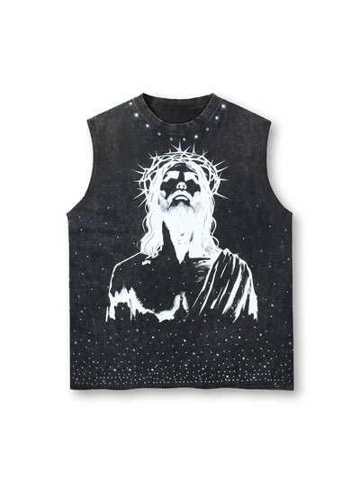 Gothic Jesus Graphic Tank Top-206