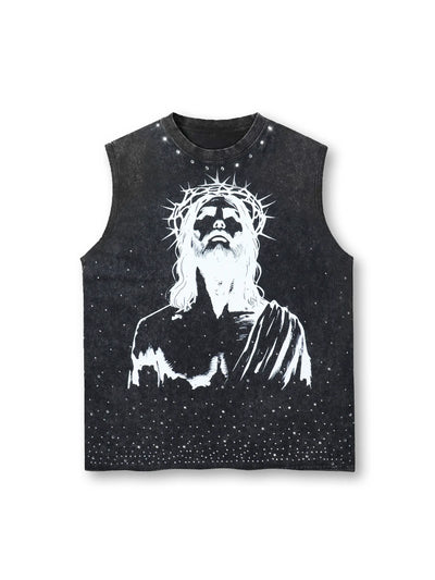Gothic Jesus Graphic Tank Top-206