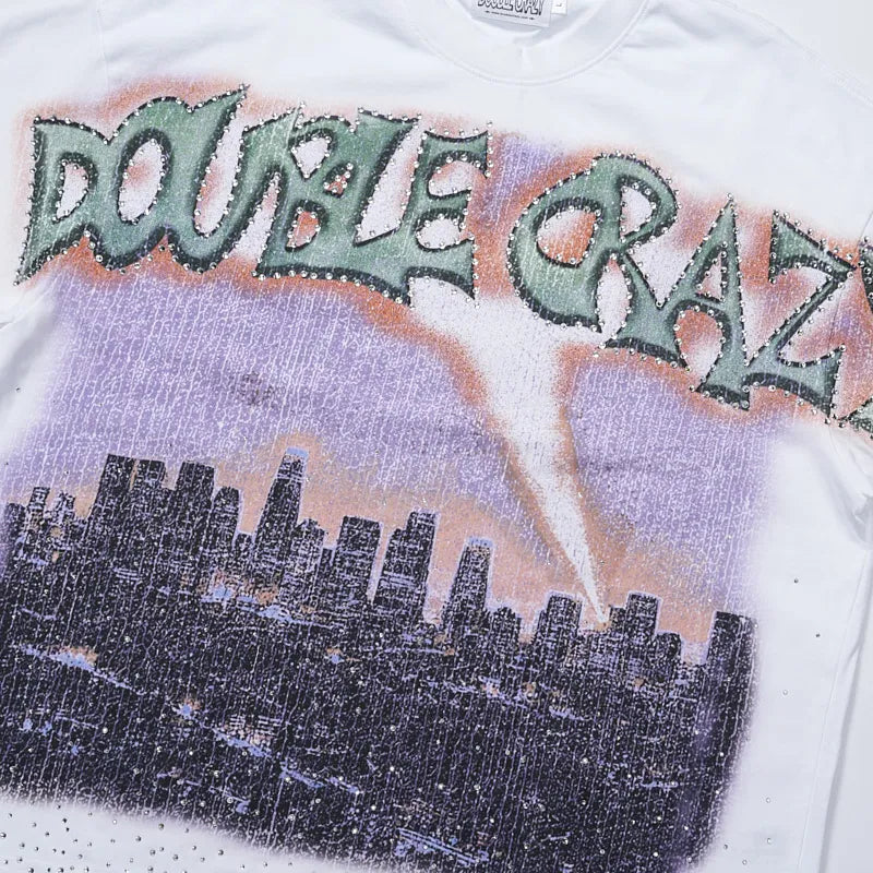 Boxy L.A. Skyline Iced Out Tee-435