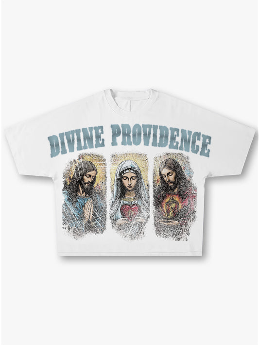 Double Crazy Printed T Shirt Jesus Mary Graphic Oversized Christian Tee-208
