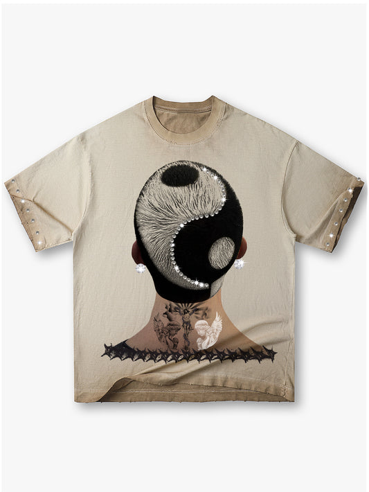 Hot Sale Print T Shirt Oversized Tattoo Graphic Punk Streetwear-210