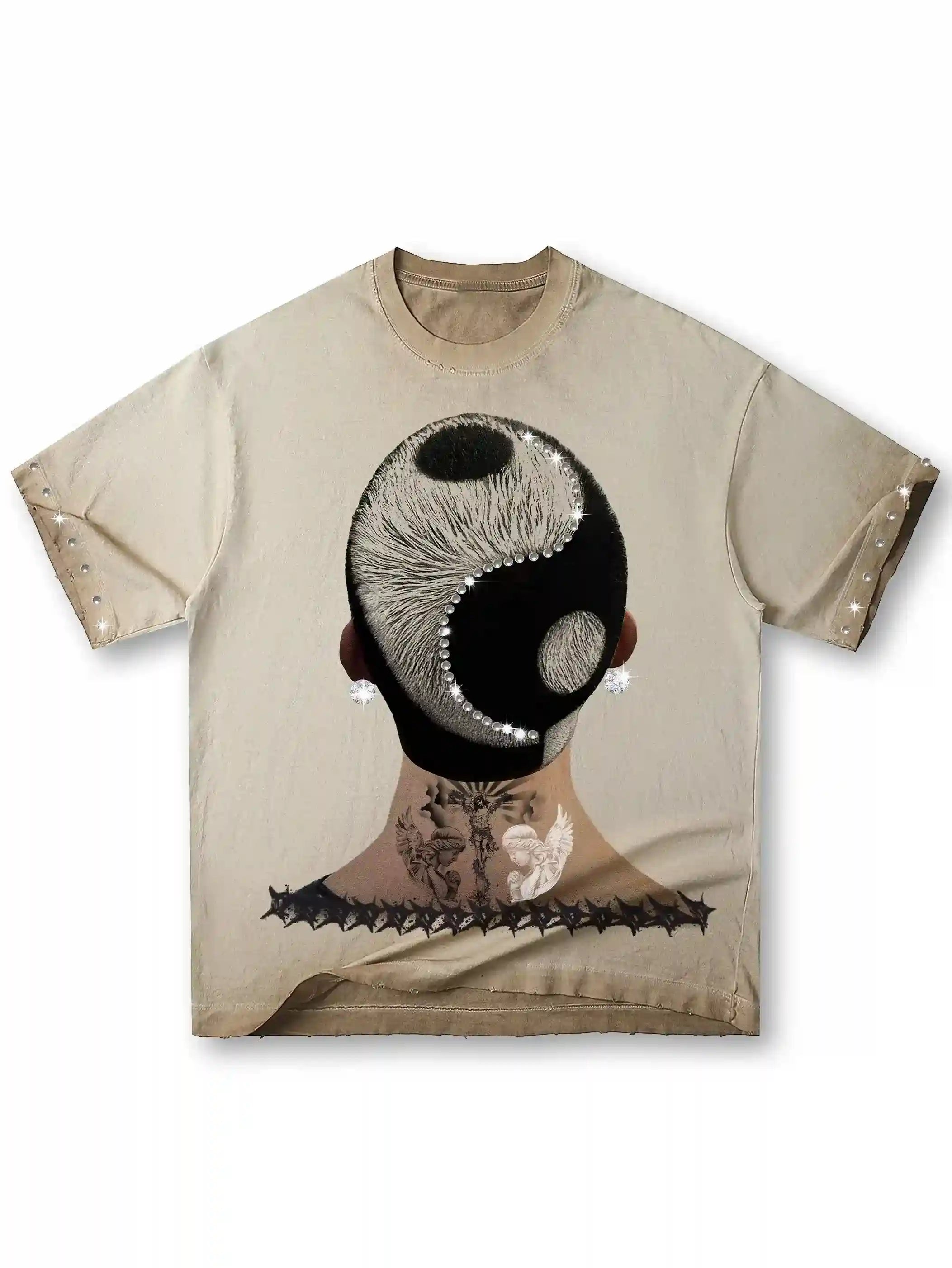 Print T Shirt Oversized Tattoo Graphic Punk Streetwear-210