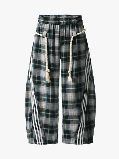 Detachable Belt Plaid Joggers-S1087