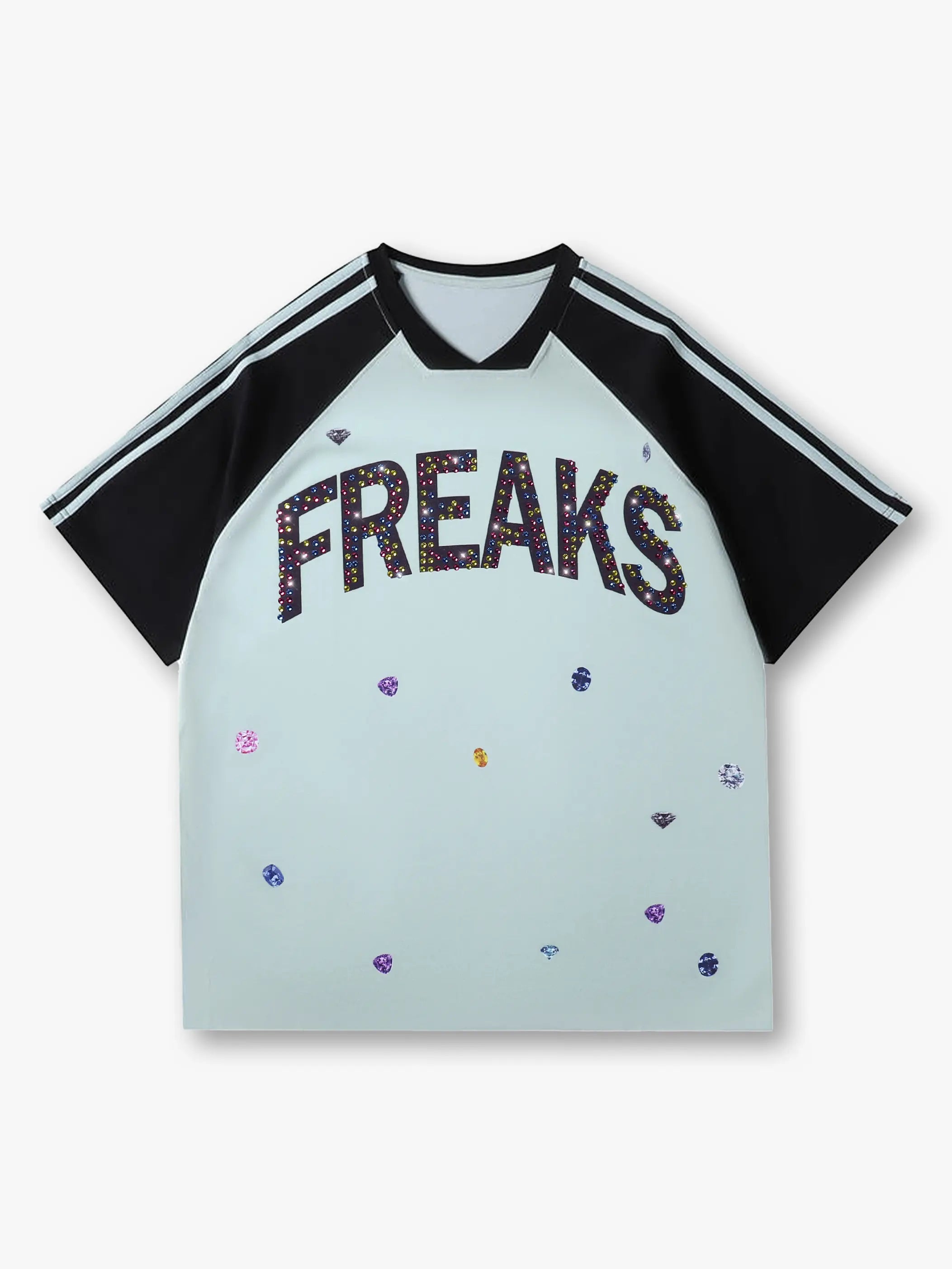 Graphic "FREAKS" Rhinestone T-shirt-216