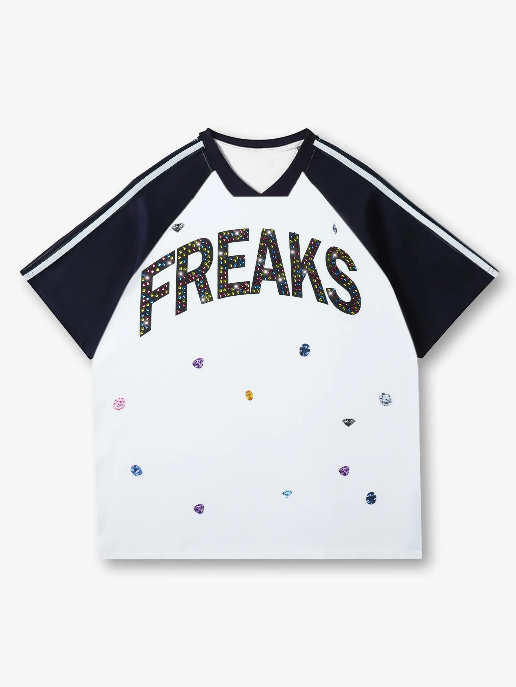 Graphic "FREAKS" Rhinestone T-shirt-216