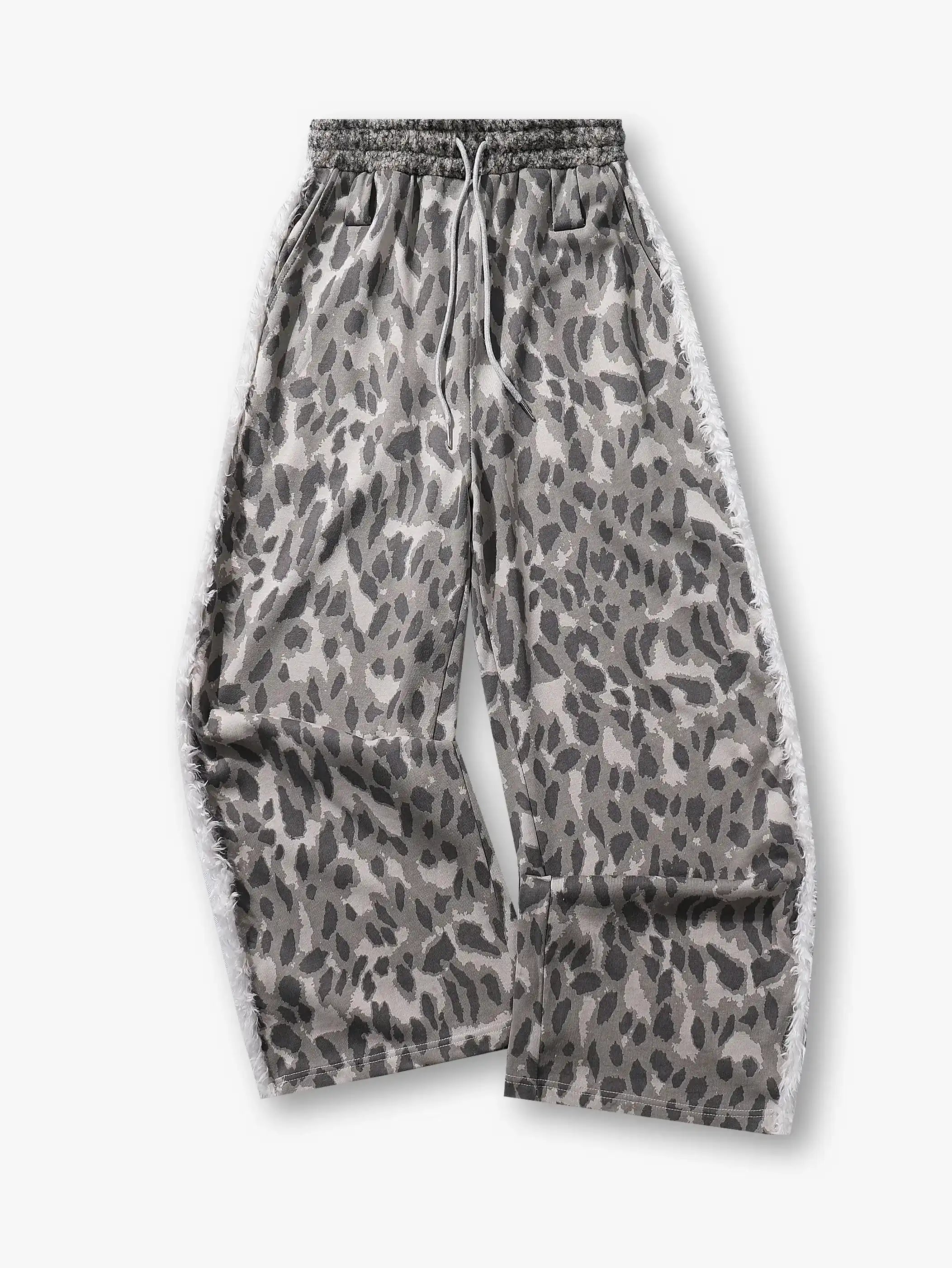 Frayed Leopard Print Jogger Pants- s943