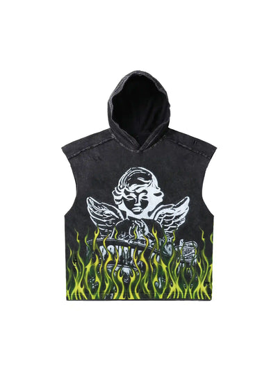 Angel Flame Graphic Hooded Vest-220
