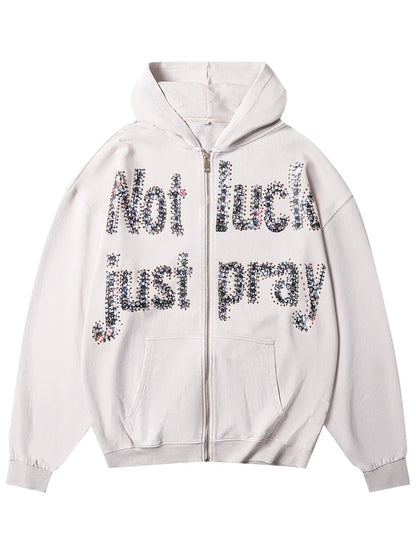 Diamond Graffiti No Luck Just Pray Hoodie-069L