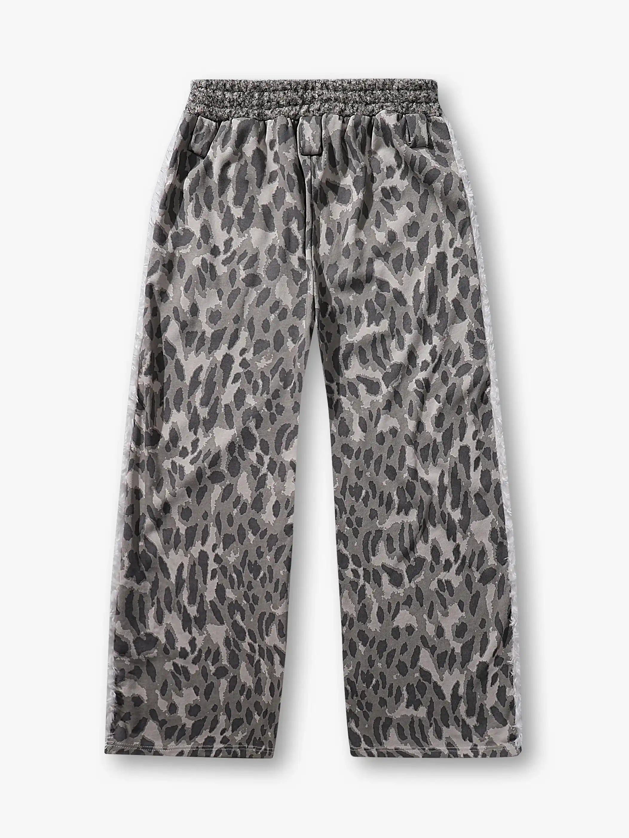 Frayed Leopard Print Jogger Pants- s943