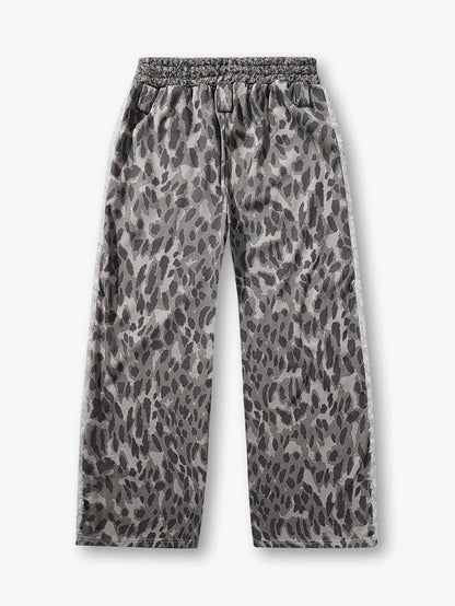 Frayed Leopard Print Jogger Pants- s943