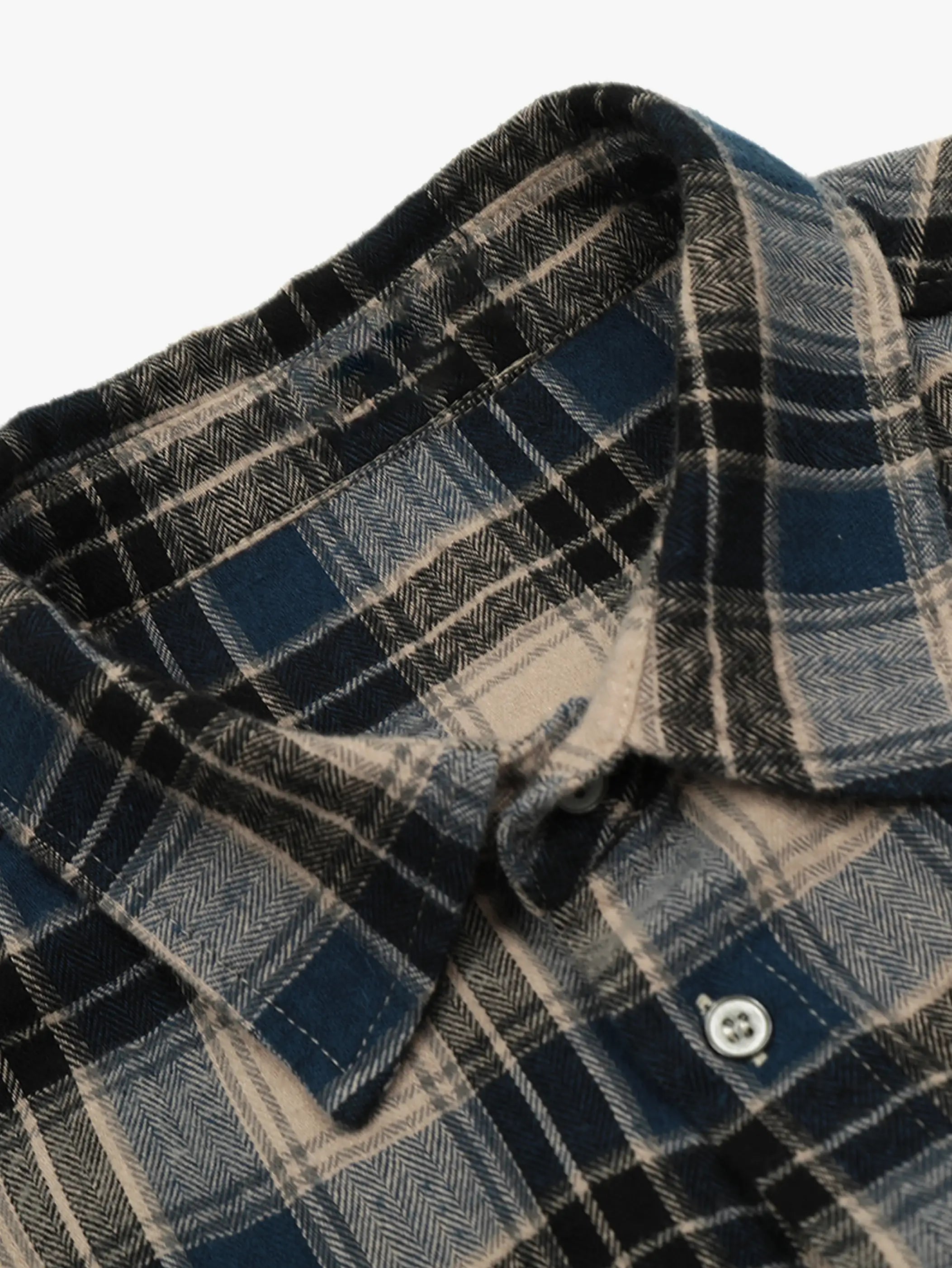 Vintage Plaid Frayed Hem Shirt-S1116