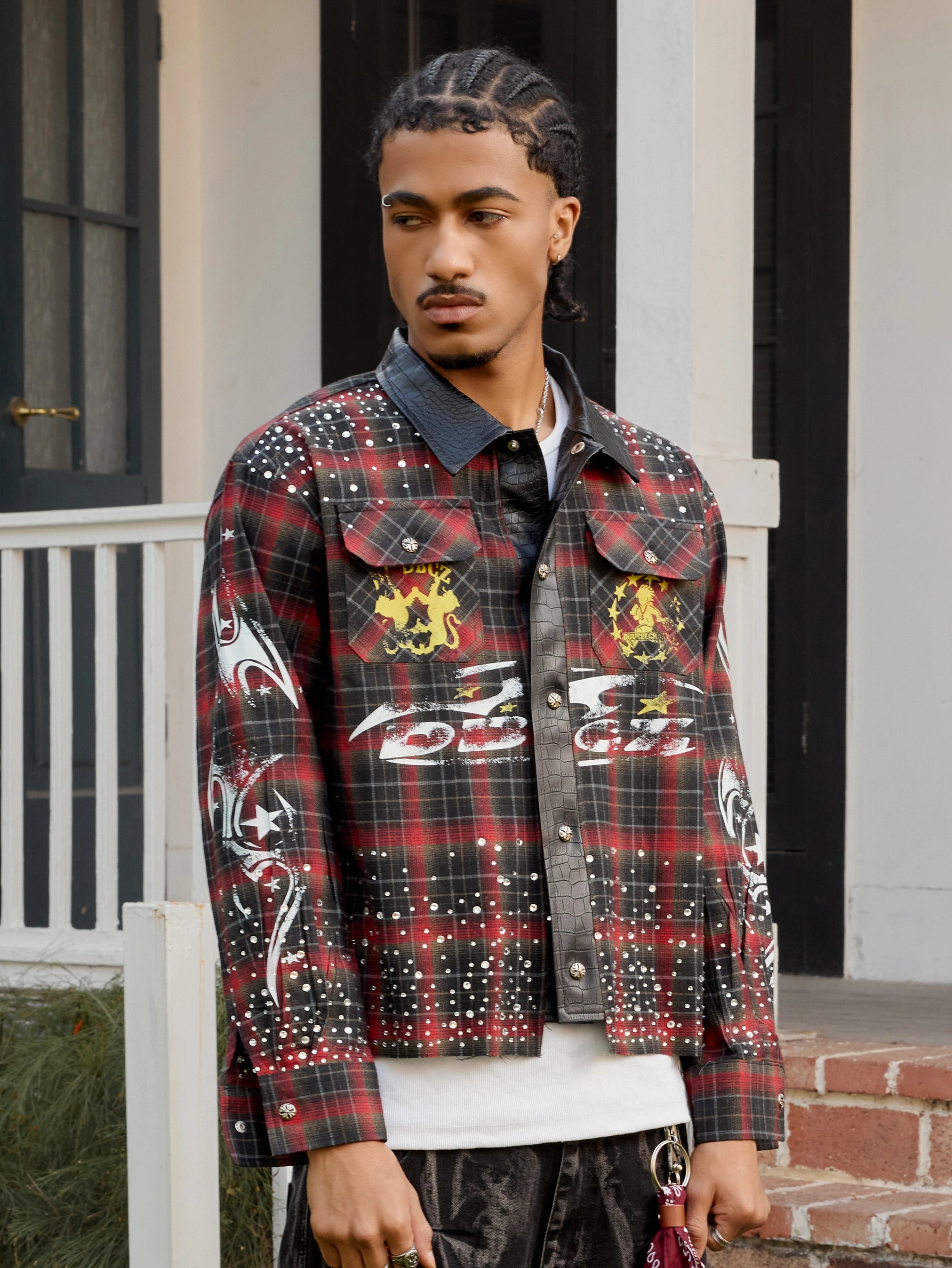 Fire Check Bling shirt-375