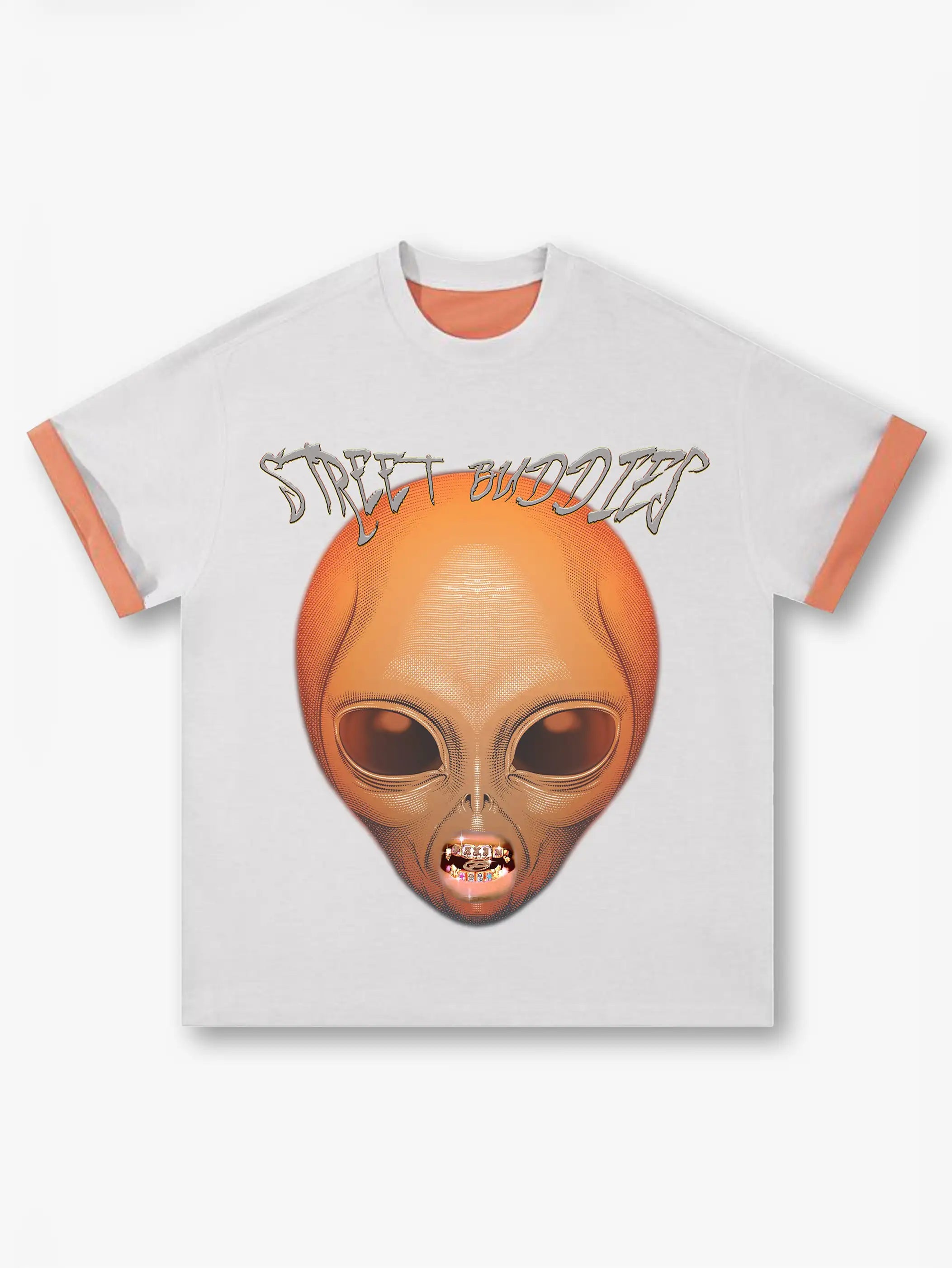 Double-Sided Two-Tone Alien Street Buddies T-shirt-248