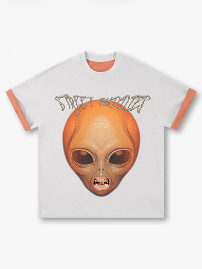 Double-Sided Two-Tone Alien Street Buddies T-shirt-248