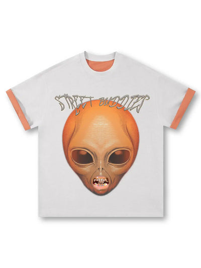 Double-Sided Two-Tone Alien Street Buddies T-shirt-248