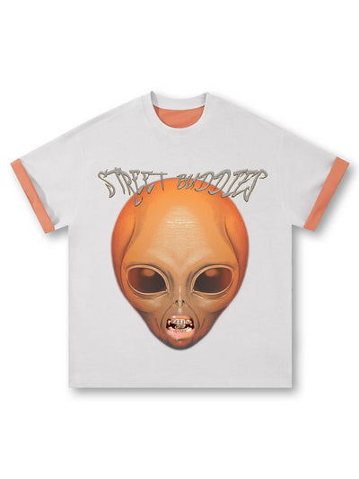 Double-Sided Two-Tone Alien Street Buddies T-shirt-248