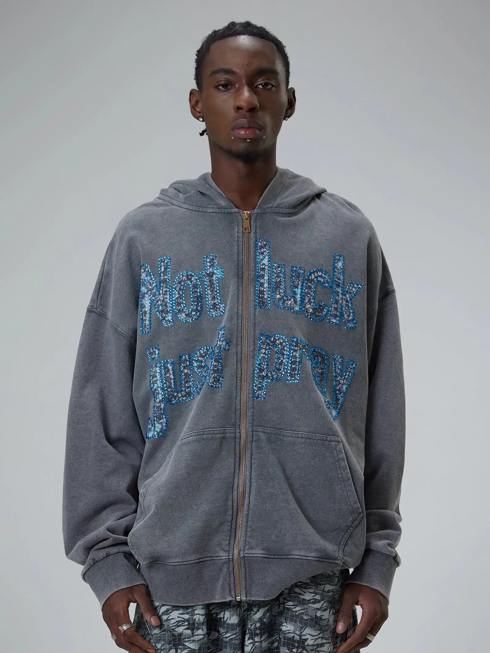 Diamond Graffiti No Luck Just Pray Hoodie-069L