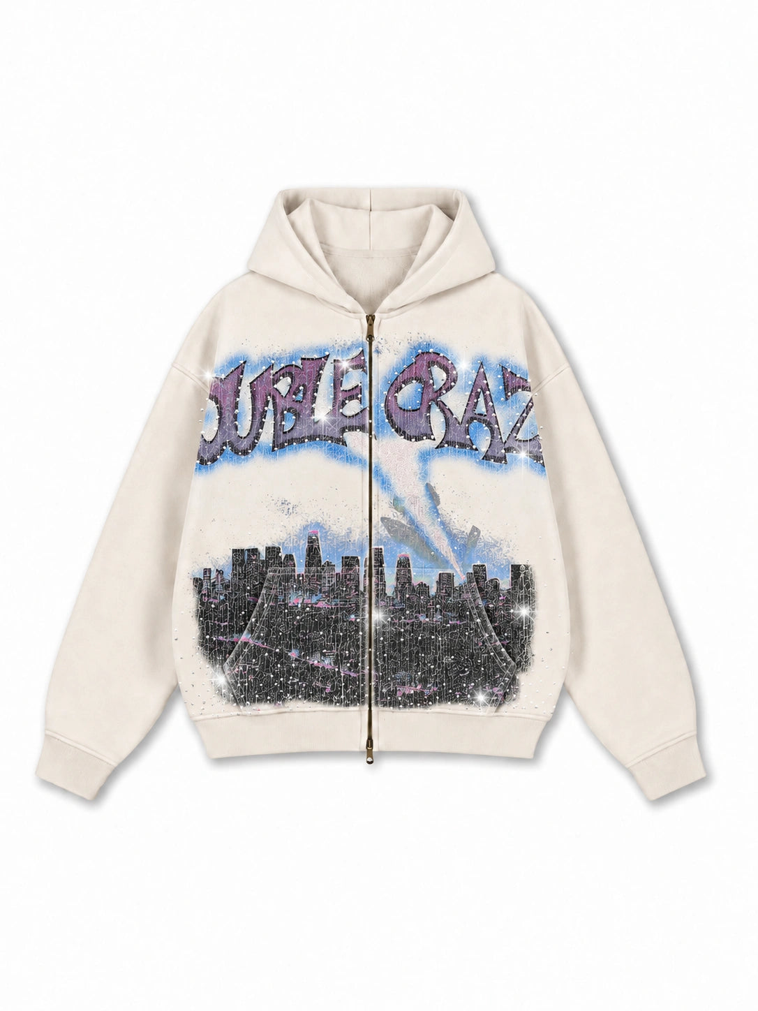 Sweat à capuche zippé L.A. Skyline Iced Out-759