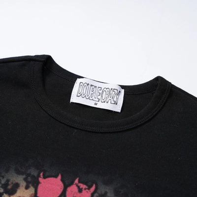 T-shirt court léopard motif fille diabolique bébé-651