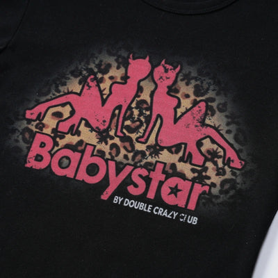 T-shirt court léopard motif fille diabolique bébé-651