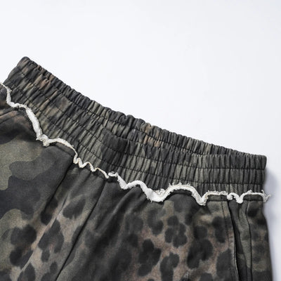 Bling Leopard Camo Raw Shorts-727