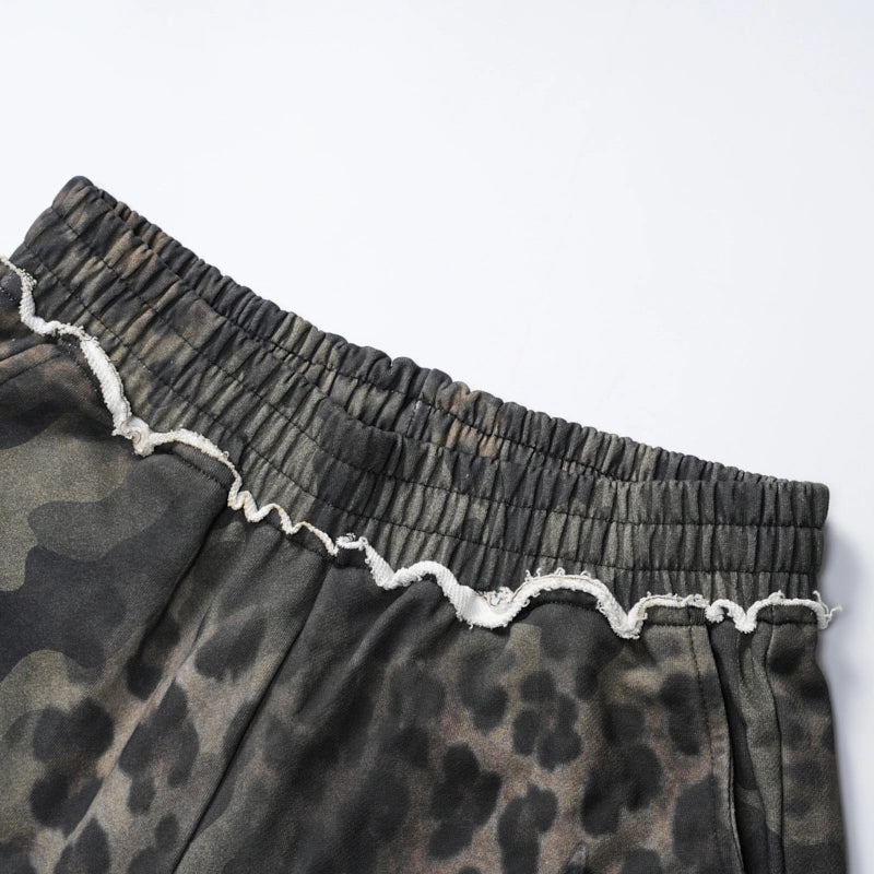Bling Leopard Camo Raw Shorts-727