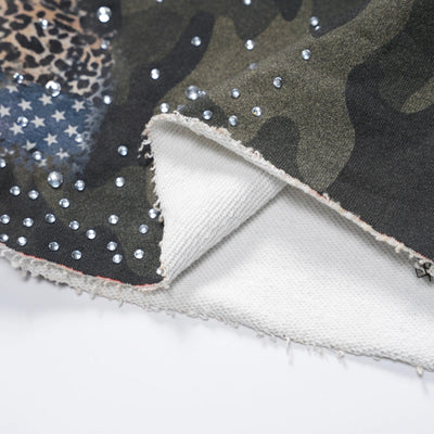 Bling Leopard Camo Raw Shorts-727