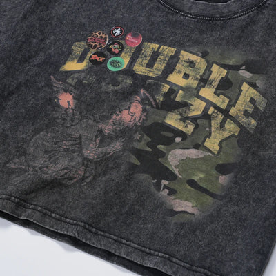 Acid Washed Boxy Graphic Crop Tee-437