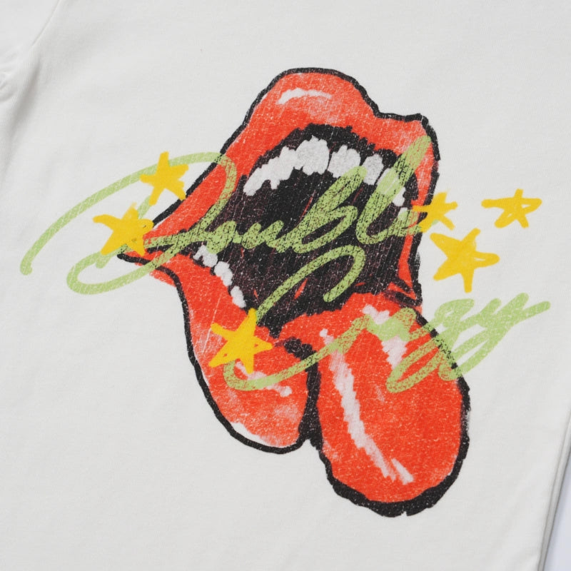 Y2K Grunge Rolling Lips Baby Tee-438