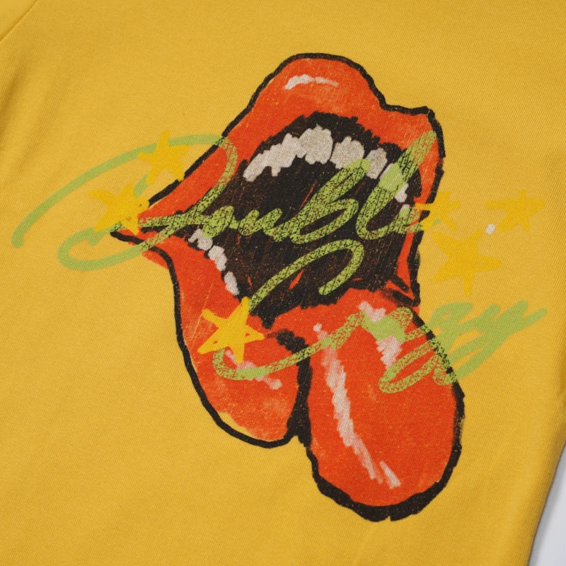 Y2K Grunge Rolling Lips Baby Tee-438