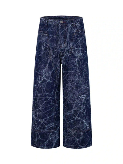 Spiderweb Snow Wash Baggy Jeans-S1238