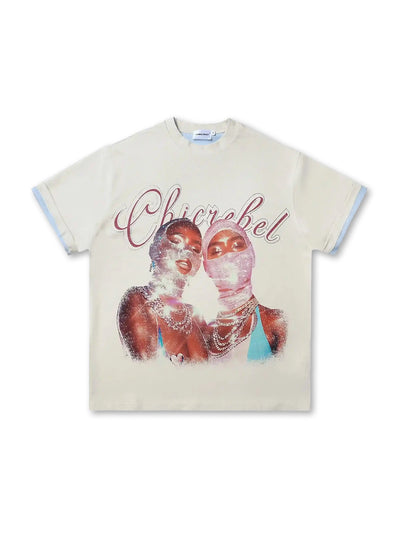 T-shirt double face orné de strass brillants-267