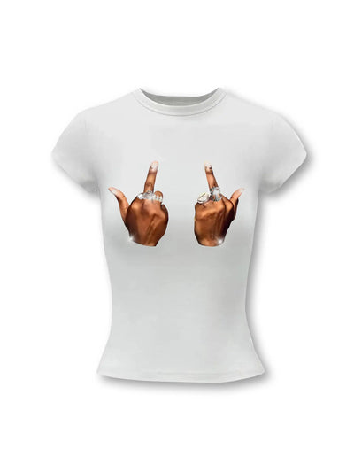 Tee-shirt court clouté croix radiante-268