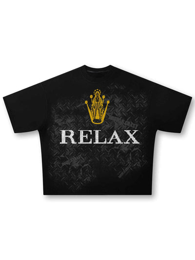Boxy Relax Cracked Graphic Tee-431