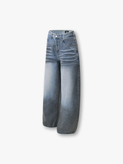 Jean en denim surdimensionné moderne avec dégradé et taille haute