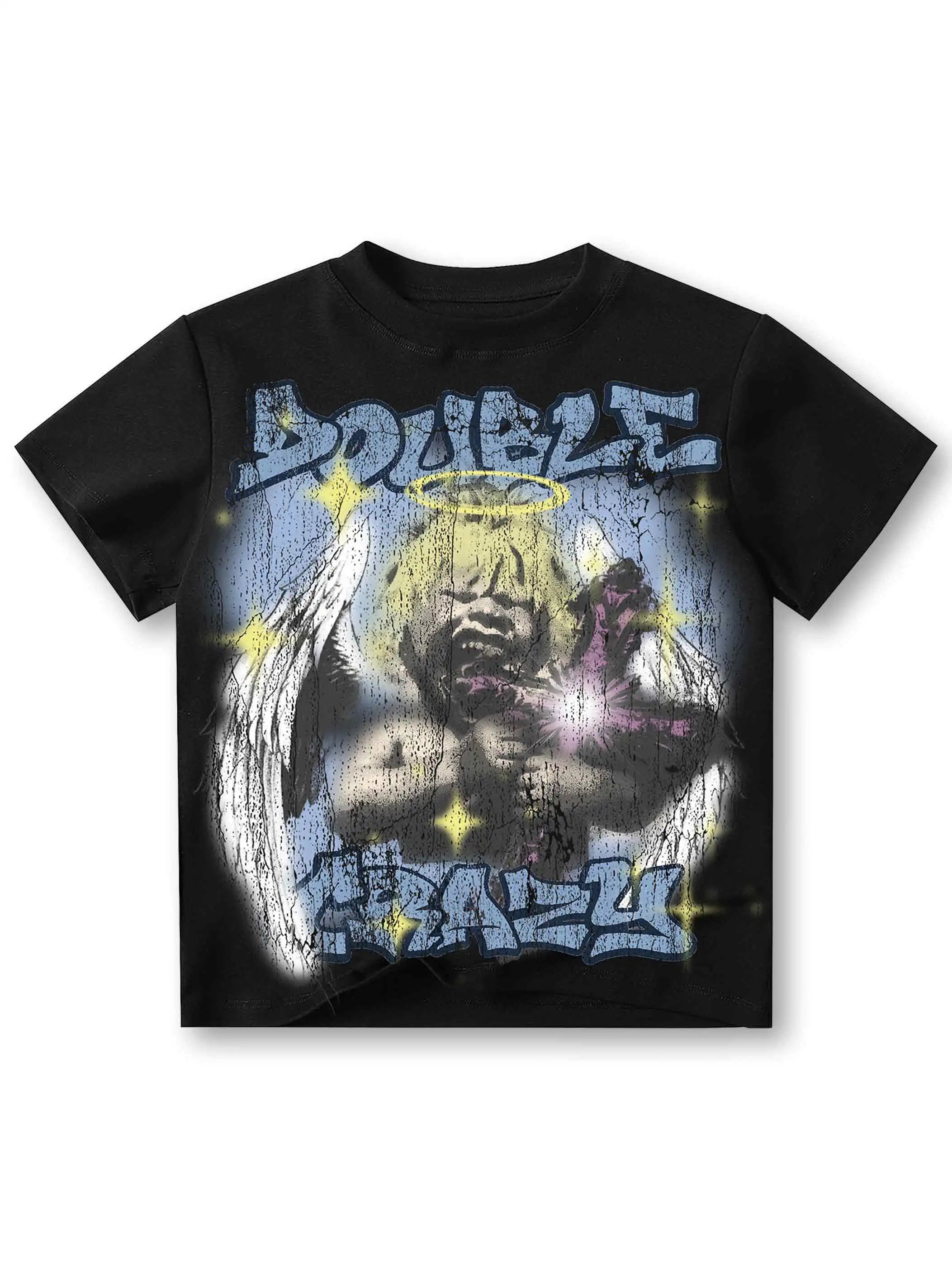 Boxy Grunge Cracked Angel Tee-434