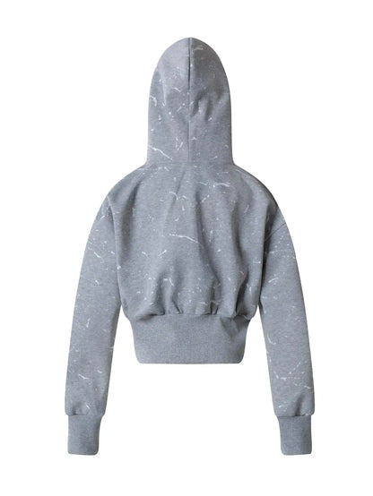 Ink Splash Letter Crop Hoodie Jacket-S1108