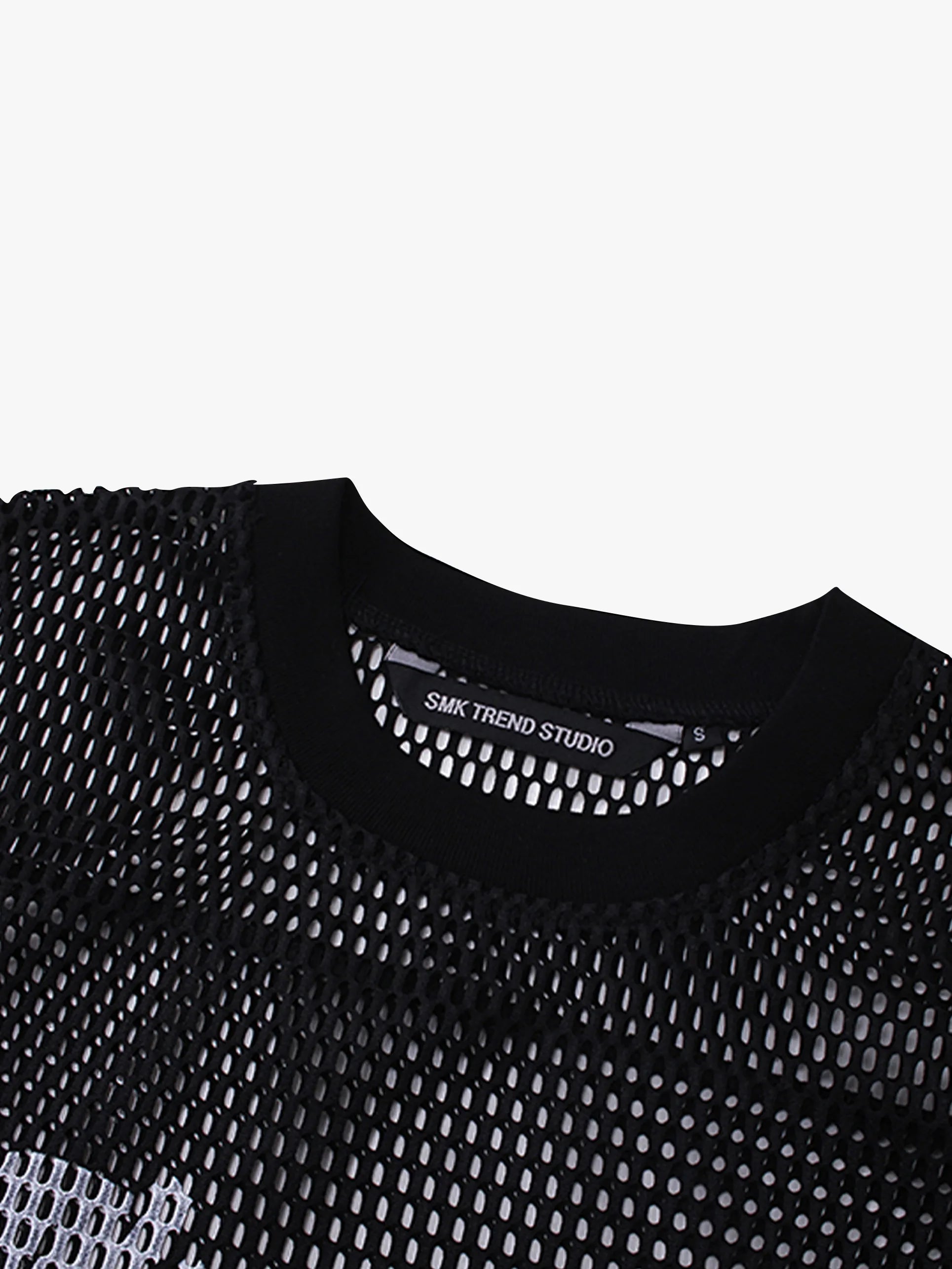 Bold Graphic Mesh Long-Sleeve Top-S906