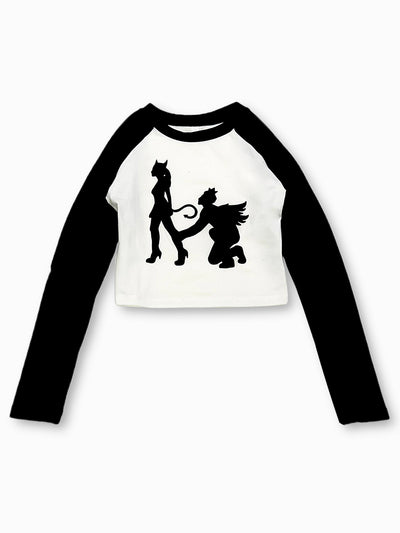 Devil Angel Graphic Crop Top - 024