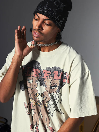 Washed Angel Devil Boxy Tee-740