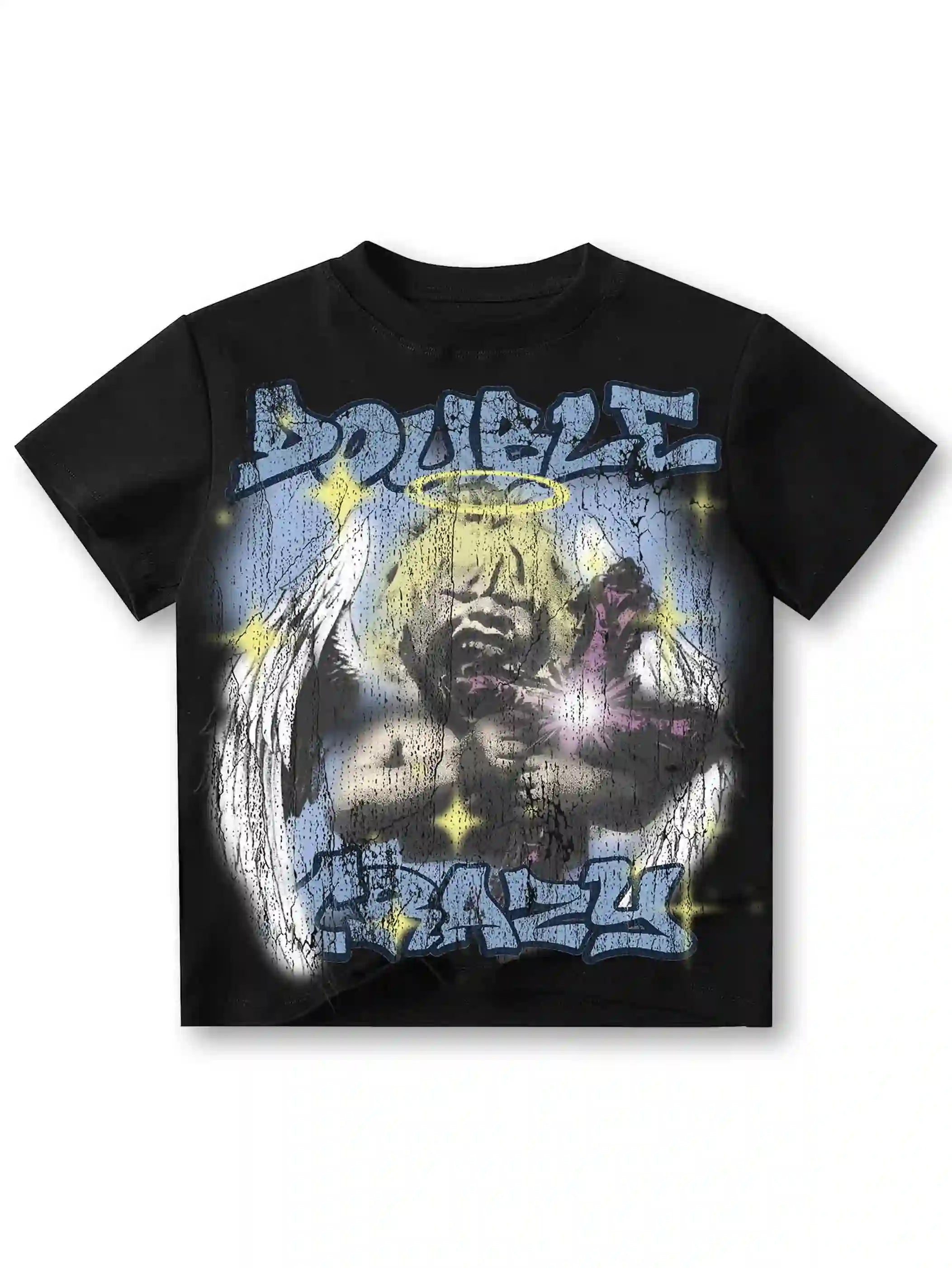 T-shirt Ange Fissuré Ample Grunge-434