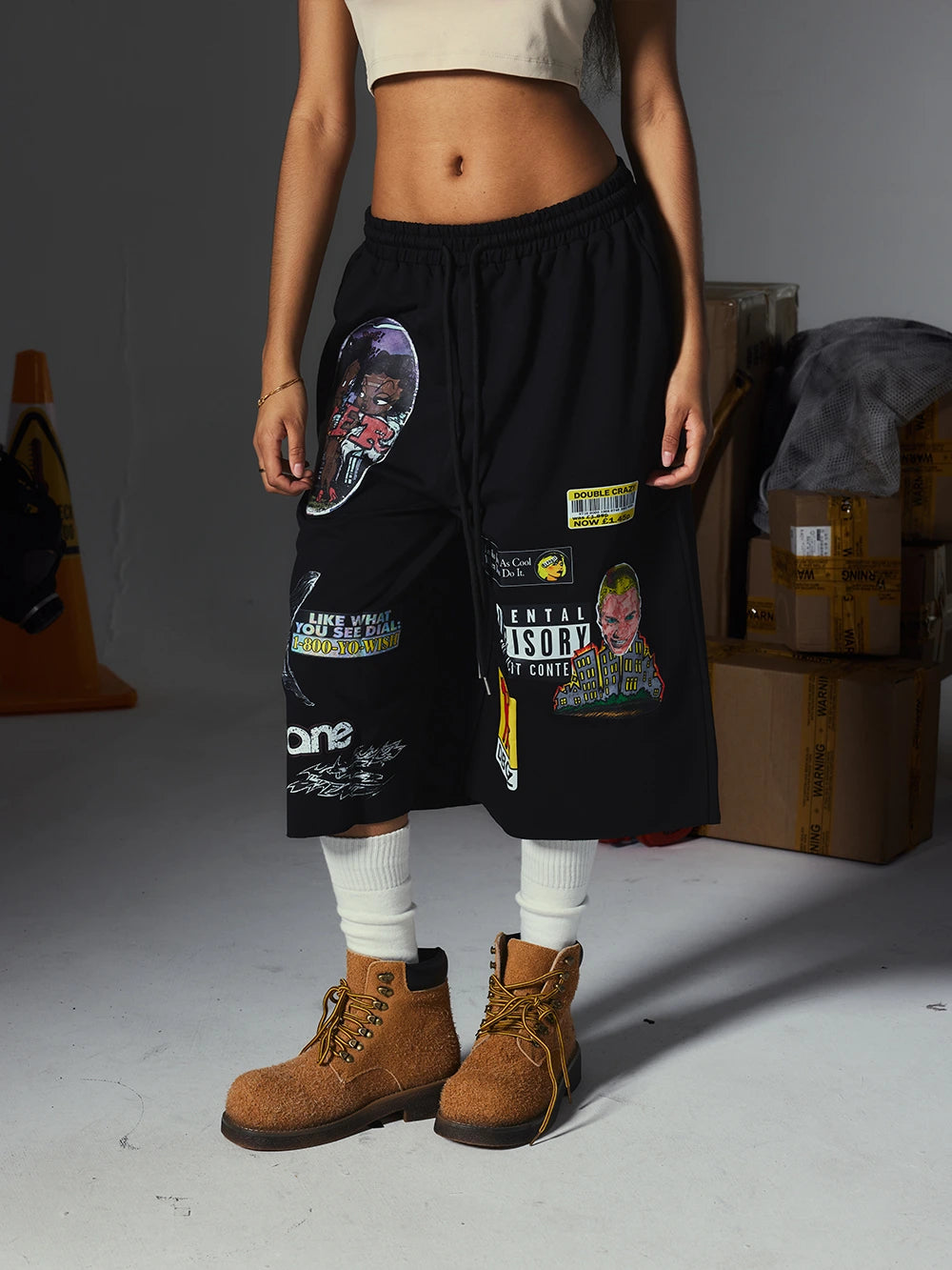 Retro Cartoon Stretch Shorts-743